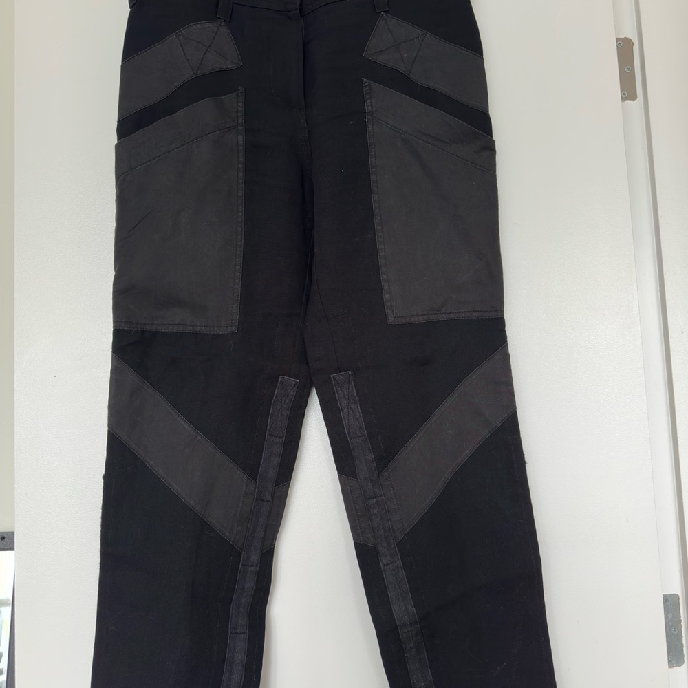 Proenza Schouler Black and Gray Cargo Pants with Geometric Design